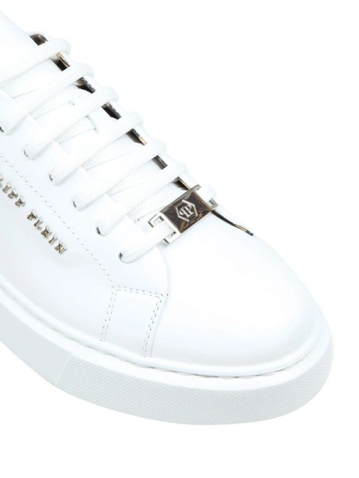 Shop Philipp Plein Women's White Leather Sneakers