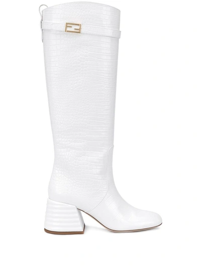 Shop Fendi Women's White Leather Boots