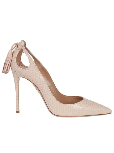 Shop Aquazzura Women's Pink Leather Pumps