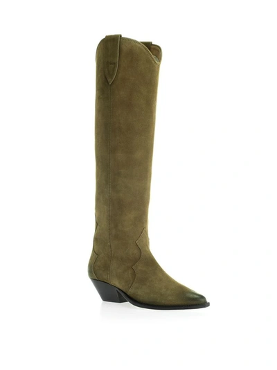 Shop Isabel Marant Étoile Women's Green Suede Boots