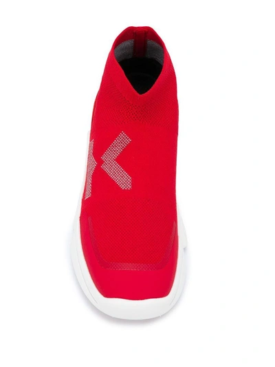 Shop Kenzo Women's Red Synthetic Fibers Slip On Sneakers