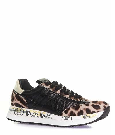 Premiata Conny Leopard Print Sneakers In White