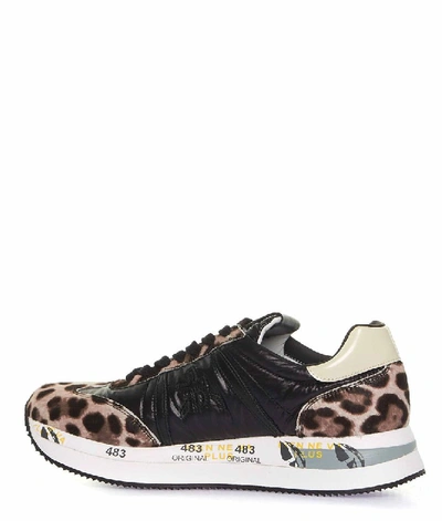 Premiata Conny Leopard Print Sneakers In White