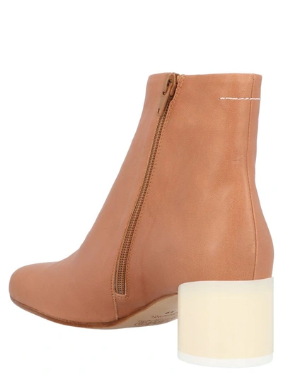 Shop Maison Margiela Women's Beige Leather Ankle Boots