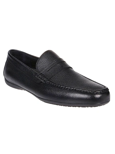 Shop Moreschi Men's Black Leather Loafers