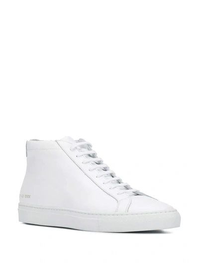 Shop Common Projects Men's White Leather Hi Top Sneakers