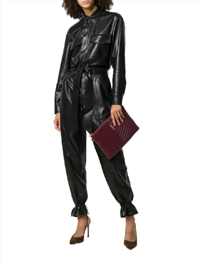 Shop Saint Laurent Women's Burgundy Leather Pouch