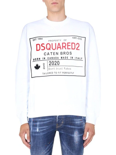 Shop Dsquared2 Men's White Cotton Sweatshirt