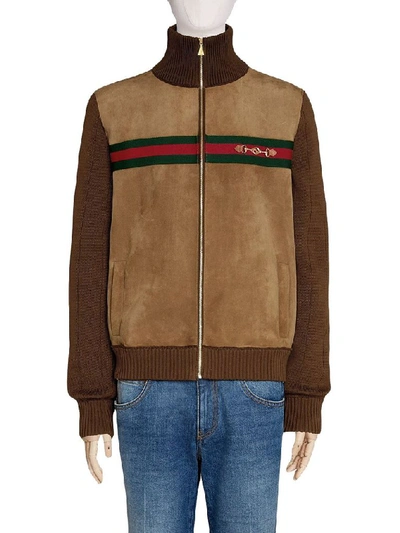 Shop Gucci Men's Brown Cotton Outerwear Jacket