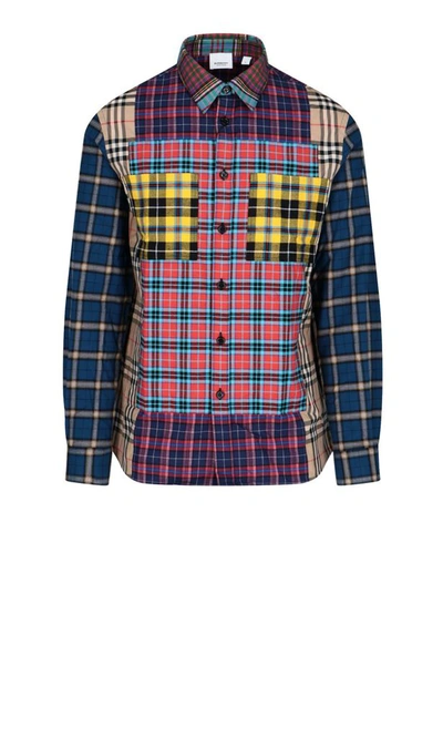 Shop Burberry Men's Blue Cotton Shirt