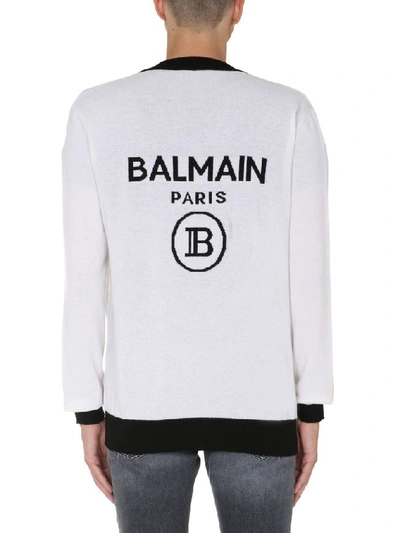 Shop Balmain Men's White Wool Cardigan