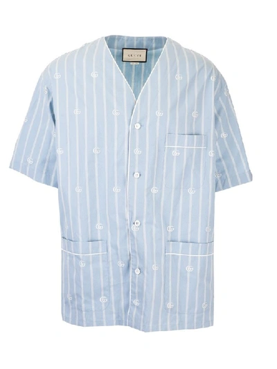 Shop Gucci Men's Light Blue Cotton Shirt