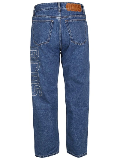 Shop Gcds Men's Blue Cotton Jeans