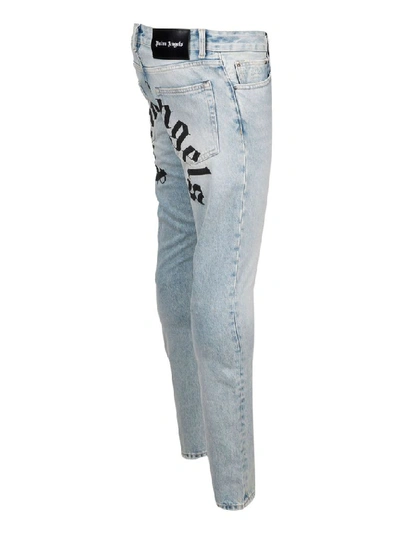 Shop Palm Angels Men's Light Blue Cotton Jeans