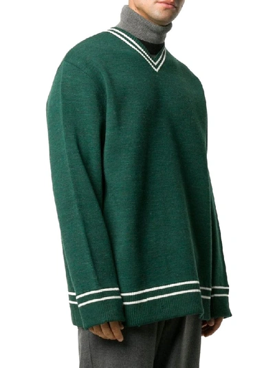 Shop Maison Margiela Men's Green Acrylic Sweater