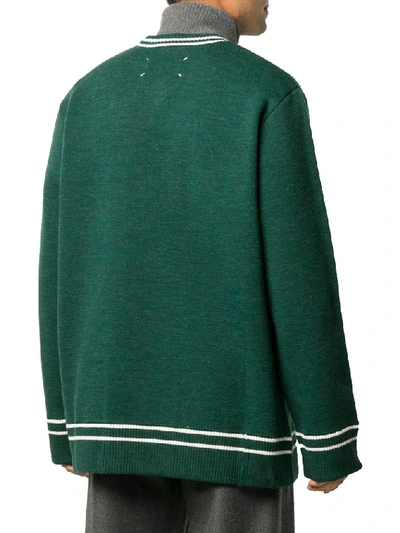 Shop Maison Margiela Men's Green Acrylic Sweater