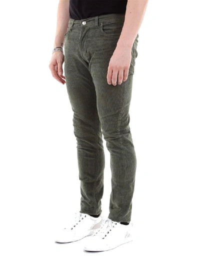 Shop Aglini Men's Green Cotton Jeans