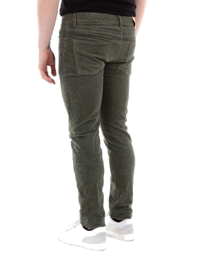 Shop Aglini Men's Green Cotton Jeans