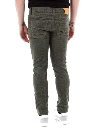 Shop Aglini Men's Green Cotton Jeans