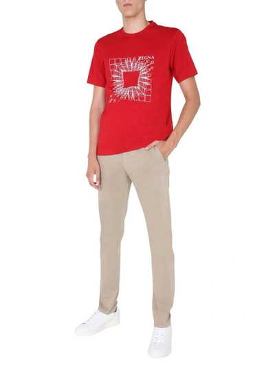Shop Z Zegna Men's Red Cotton T-shirt