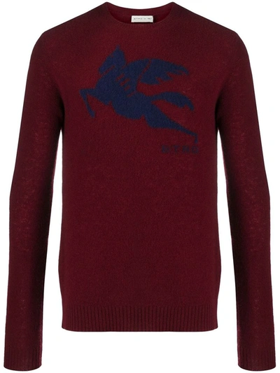 Shop Etro Men's Burgundy Wool Sweater