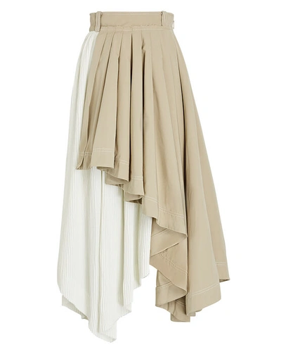 Shop Aje Consonance Asymmetrical Midi Skirt In Beige/ivory