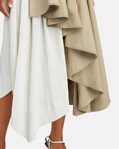 Shop Aje Consonance Asymmetrical Midi Skirt In Beige/ivory