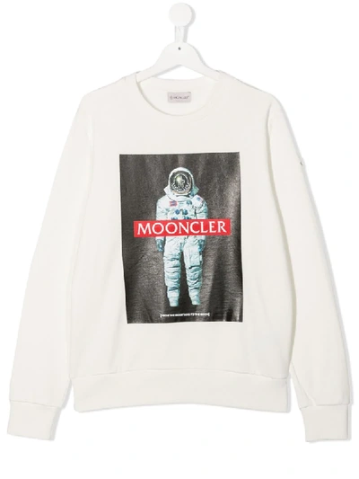 Shop Moncler Moonclear Graphic Print Sweatshirt In Neutrals