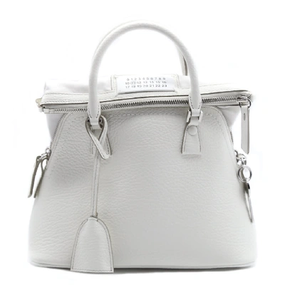 Shop Maison Margiela 5ac White Leather Bag In White/bright Finishing