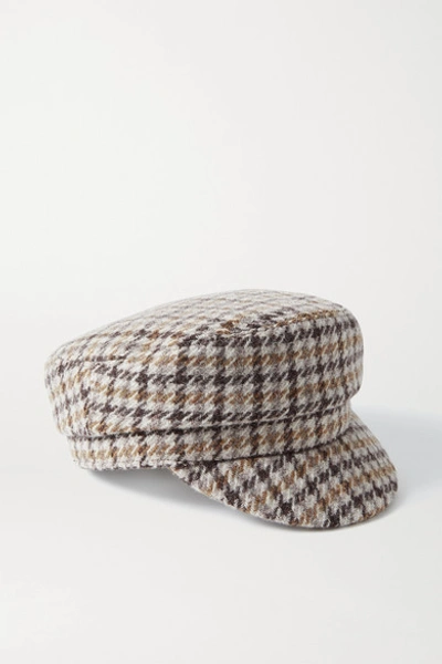 Shop Isabel Marant Evie Houndstooth Wool-tweed Cap In Beige