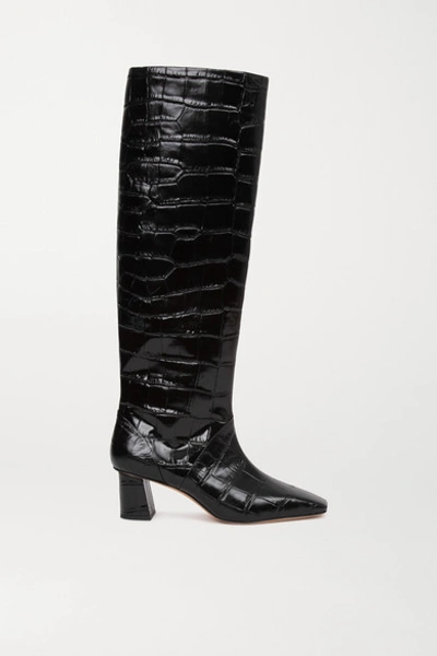 Shop 3.1 Phillip Lim / フィリップ リム Tess Croc-effect Leather Knee Boots In Black