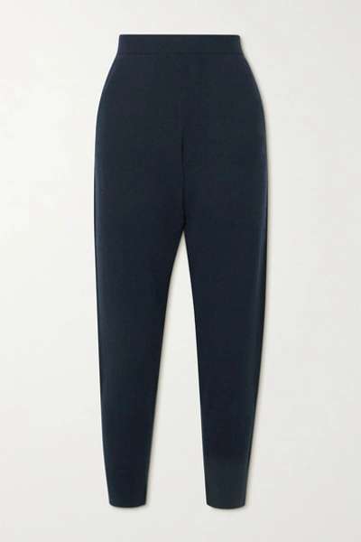 Shop Allude Cashmere Tapered Pants In Navy