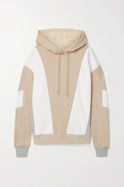 Shop Ninety Percent Color-block Organic Cotton-jersey Hoodie In Beige