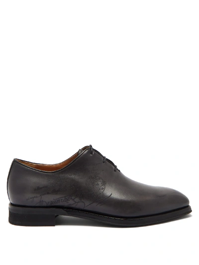 Berluti Scritto Leather Oxford Shoes In Black | ModeSens