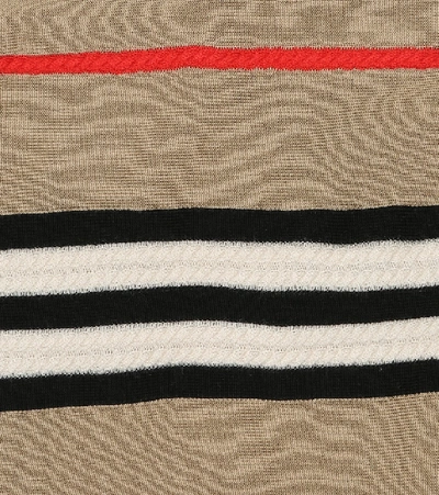 Shop Burberry Icon Stripe Wool-blend Dress In Beige