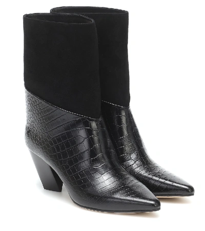 Shop Jimmy Choo Bear 65 Leather And Suede Boots In Black