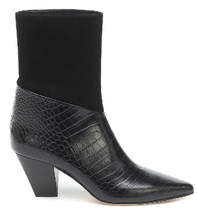 Shop Jimmy Choo Bear 65 Leather And Suede Boots In Black