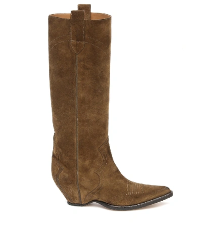 Shop Maison Margiela Suede Cowboy Boots In Brown