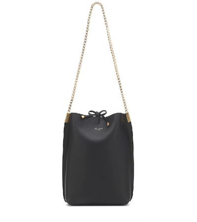 Shop Saint Laurent Suzanne Small Leather Shoulder Bag In Black