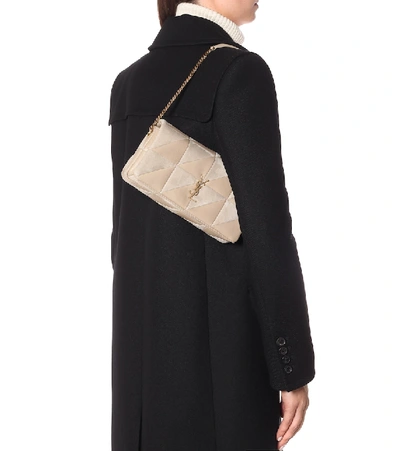 Shop Saint Laurent Jamie Suede And Leather Shoulder Bag In Beige