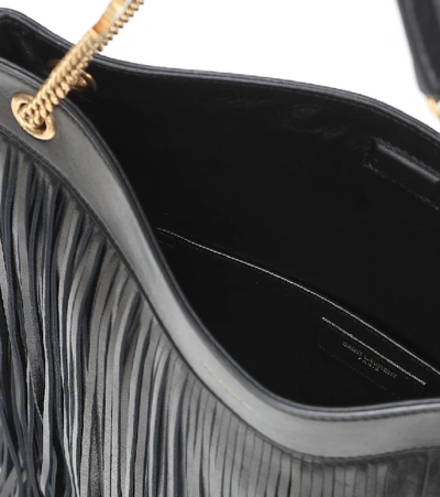 Shop Saint Laurent Grace Large Fringed Leather Tote In Black