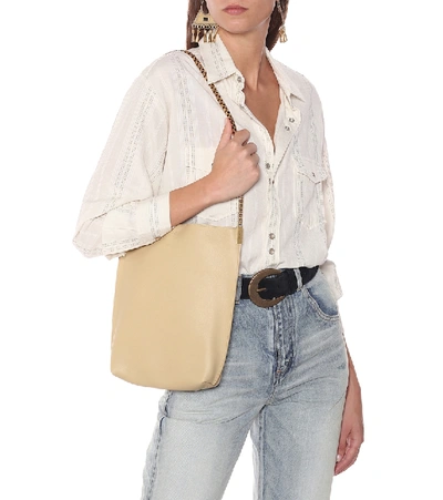 Shop Saint Laurent Suzanne Small Leather Shoulder Bag In Beige