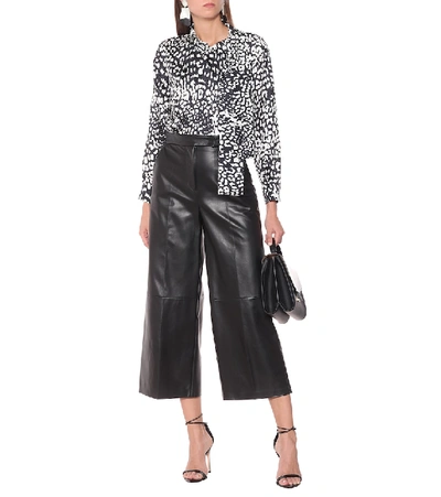 Shop Max Mara Ravel High-rise Wide-leg Leather Pants In Black