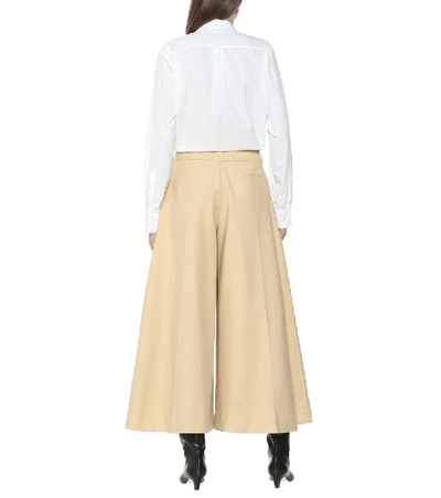 Shop Khaite Helina High-rise Cotton Culottes In Beige