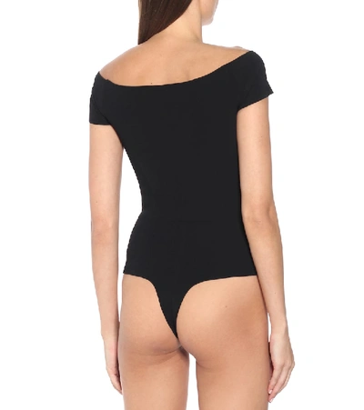 Shop Khaite Talie Cutout Off-shoulder Bodysuit In Black