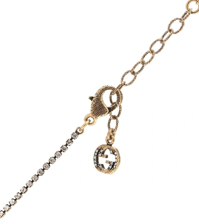 Shop Gucci Bee Faux Pearl And Crystal-embellished Necklace In Gold