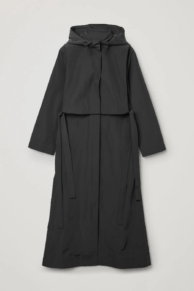 Shop Cos Raincoat With Detachable Hood In Grey