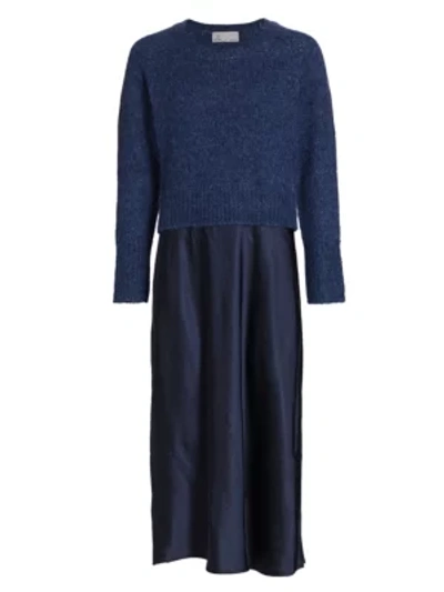 Shop Dh New York Lily Long-sleeve Sweater Dress In Midnight