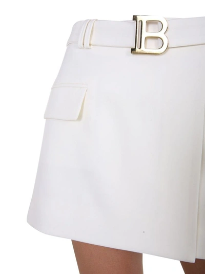 Shop Balmain Women's White Wool Skirt