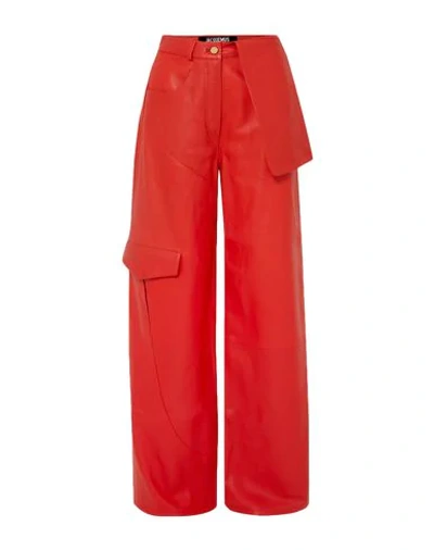 Shop Jacquemus Pants In Red